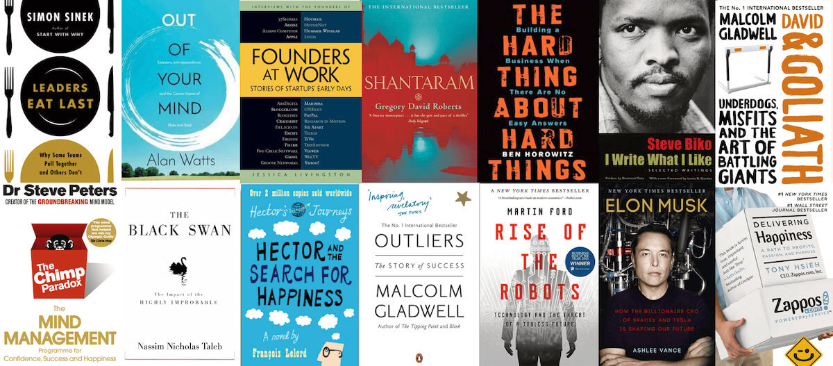 A selection of books for entrepreneurs.