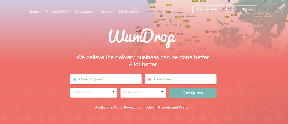 A screenshot of Wumdrop's website.