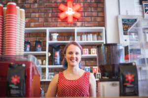 Stacy Kleinhans of Baseline Coffee in Woodstock, Cape Town.