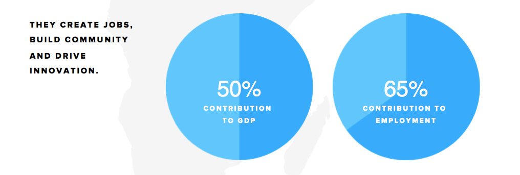 A graph showing the contribution of small businesses to the African economy.