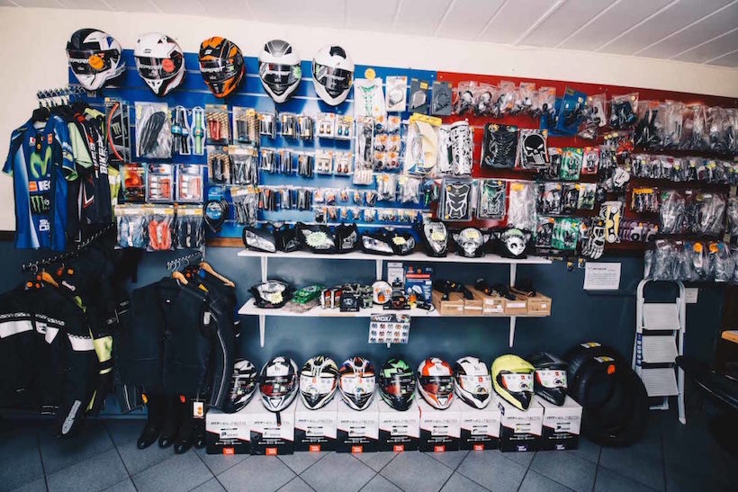 A display of merchandise at the Ultimate Bike store.