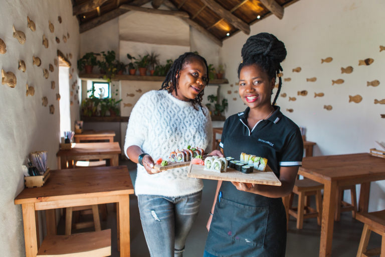 Waiters at a Sushi Box in Constantia, Cape Town.