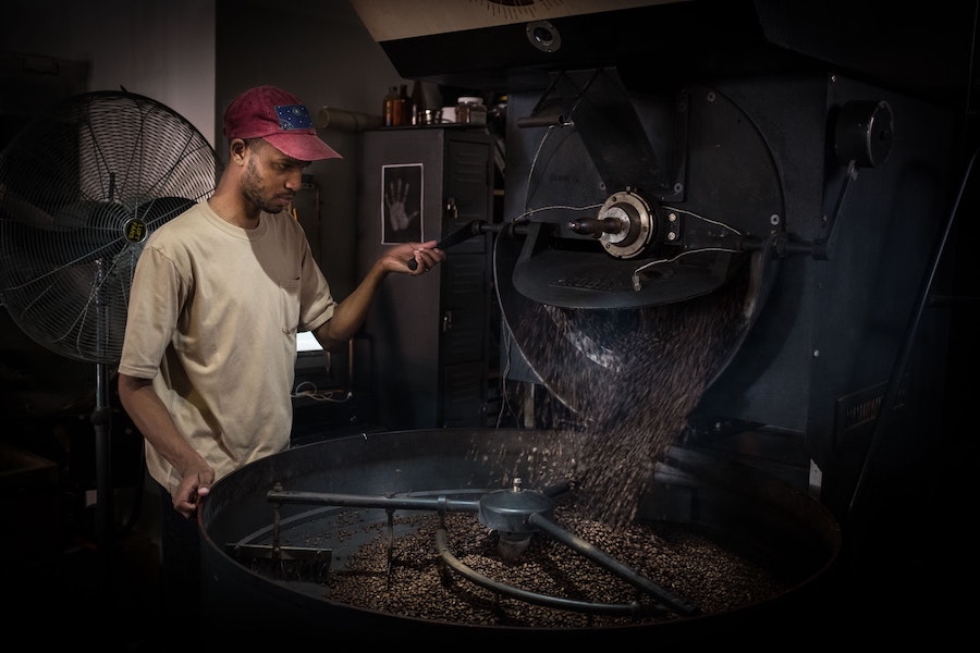 Preparing the coffee beans for Colombo Coffee in Durban.