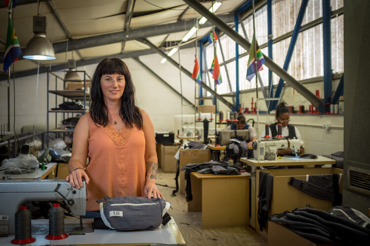 Shannon McLaughlin in the Ubuntu Baba factory.