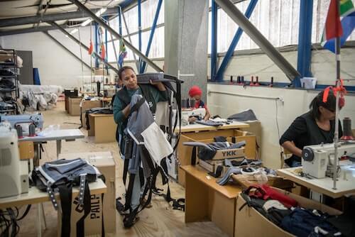 Working in the Ubuntu Baba factory in Retreat, Cape Town.