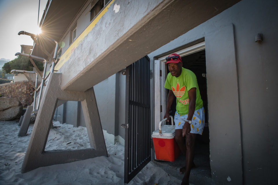 Bringing stuff out of the store room to sell on Cape Town's beaches.