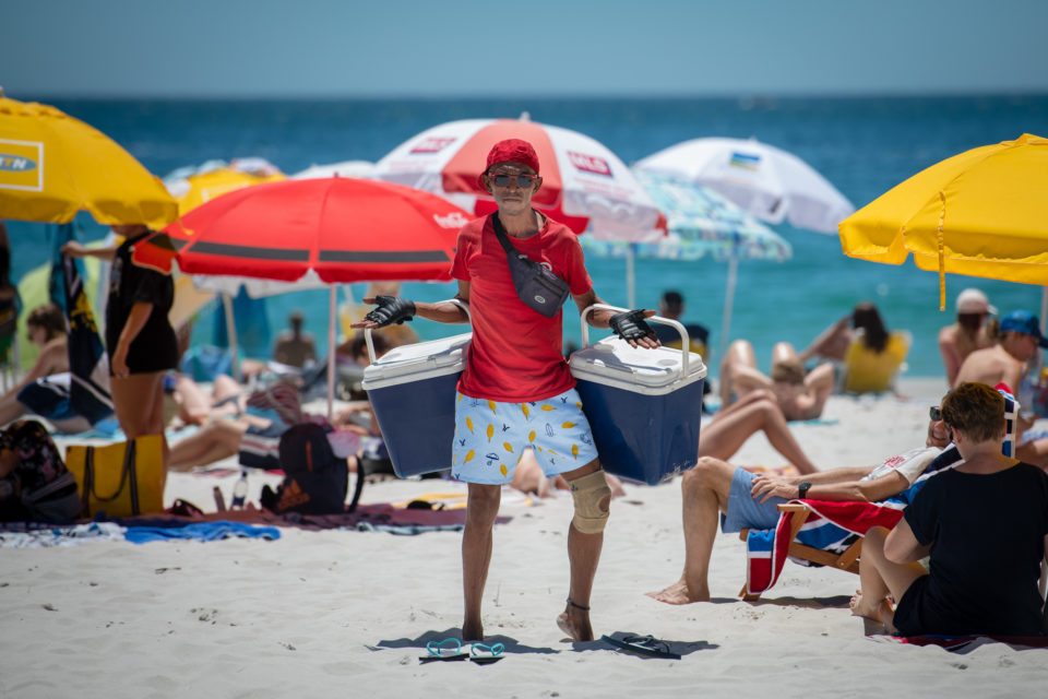 A man selling ice cream on Cape Town's beaches.
