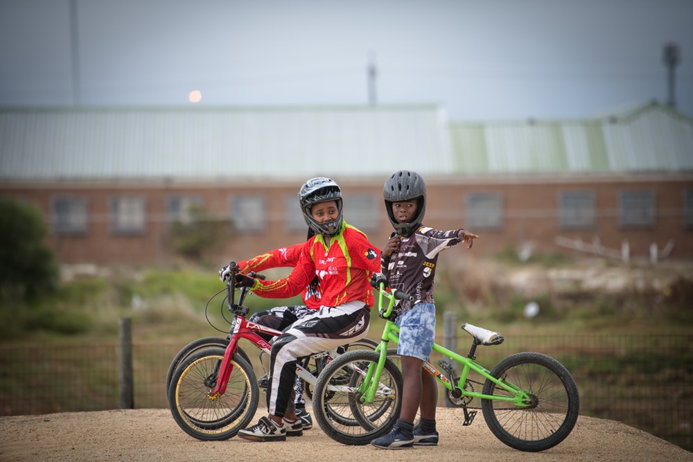 Anita at Velokhaya's dirt track.