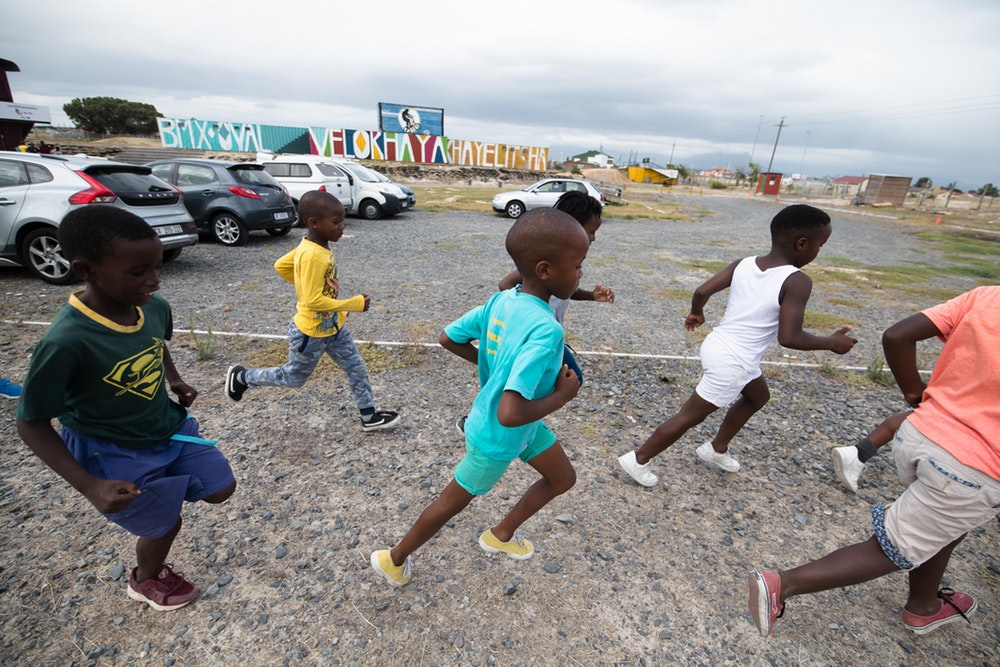 Running exercises for the children.