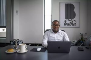 Theo Baloyi in his office at Bathu Shoes.