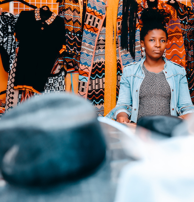 Tina Ngxokolo in her studio in Village Deep.