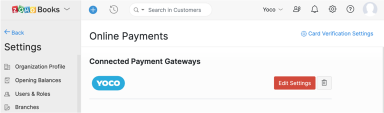 Yoco & Zoho integration setup step 3