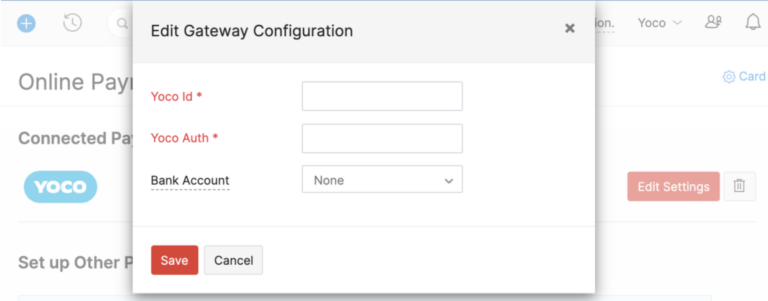 Zoho & Yoco integration setup step 4