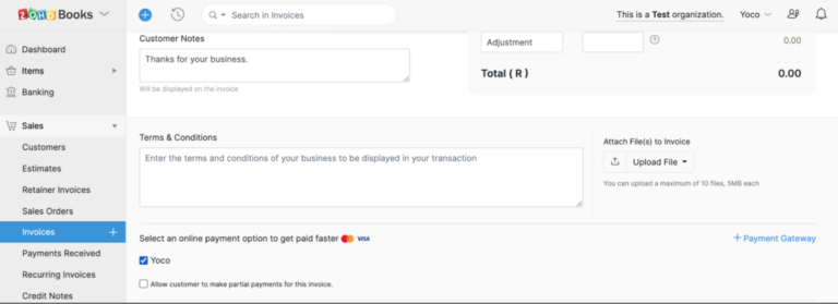 Get paid with Yoco & Zoho step 1