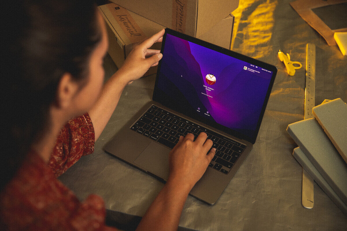 woman using laptop